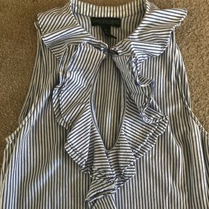 Ralph Lauren Ruffle Tank Top: Blue Striped XS